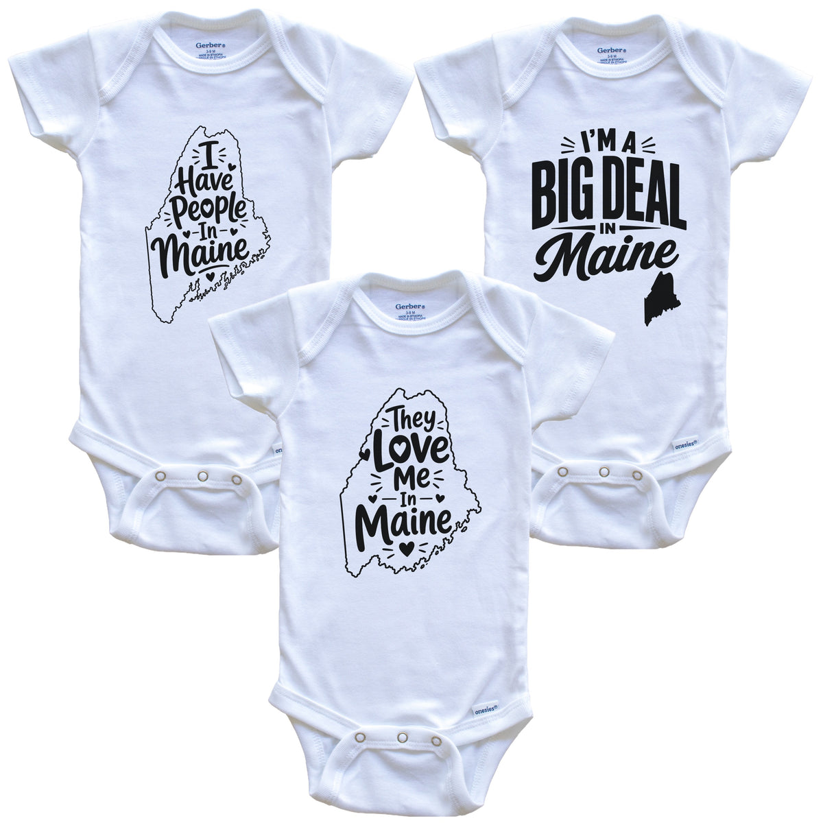 They Love Me In Maine Funny State Silhouette 3 Piece Gift Set