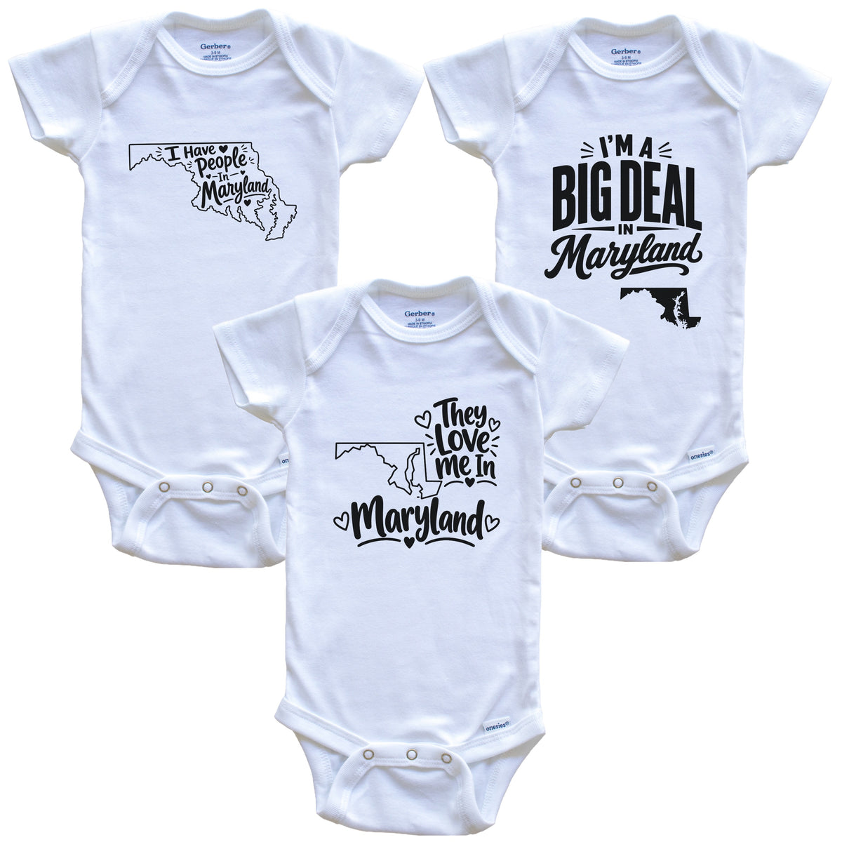 They Love Me In Maryland Funny State Silhouette 3 Piece Gift Set