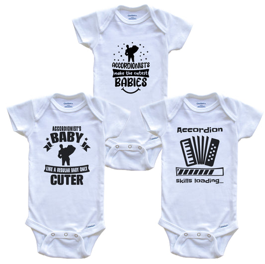 Accordion Accordionist Funny Cute Baby Bodysuit Bundle (3 Piece Set)