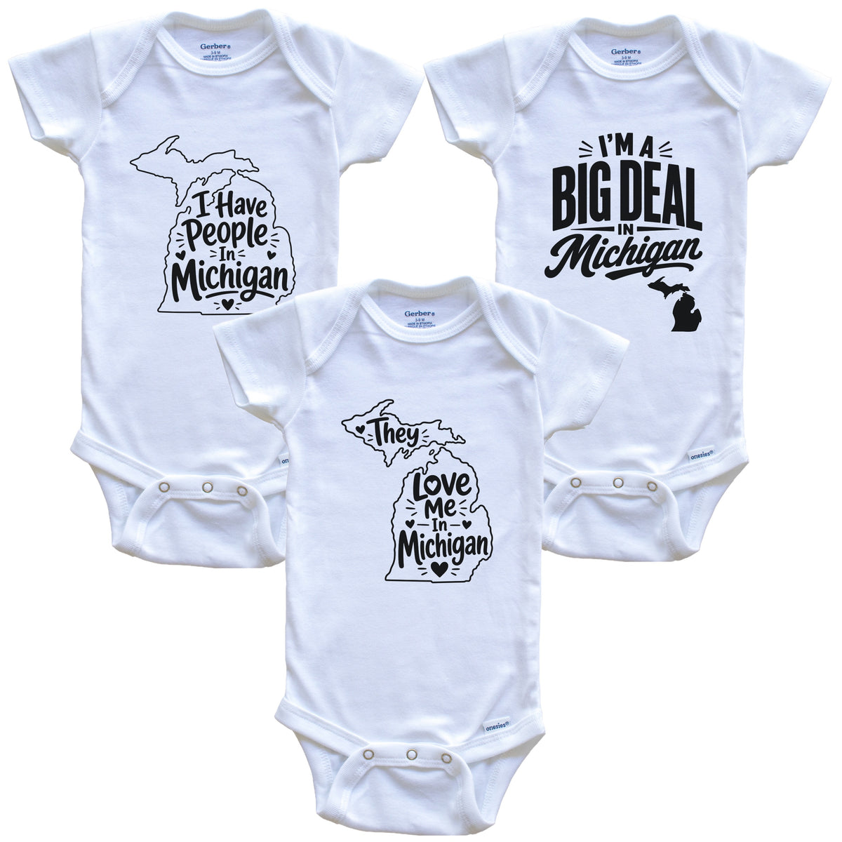 They Love Me In Michigan Funny State Silhouette 3 Piece Gift Set