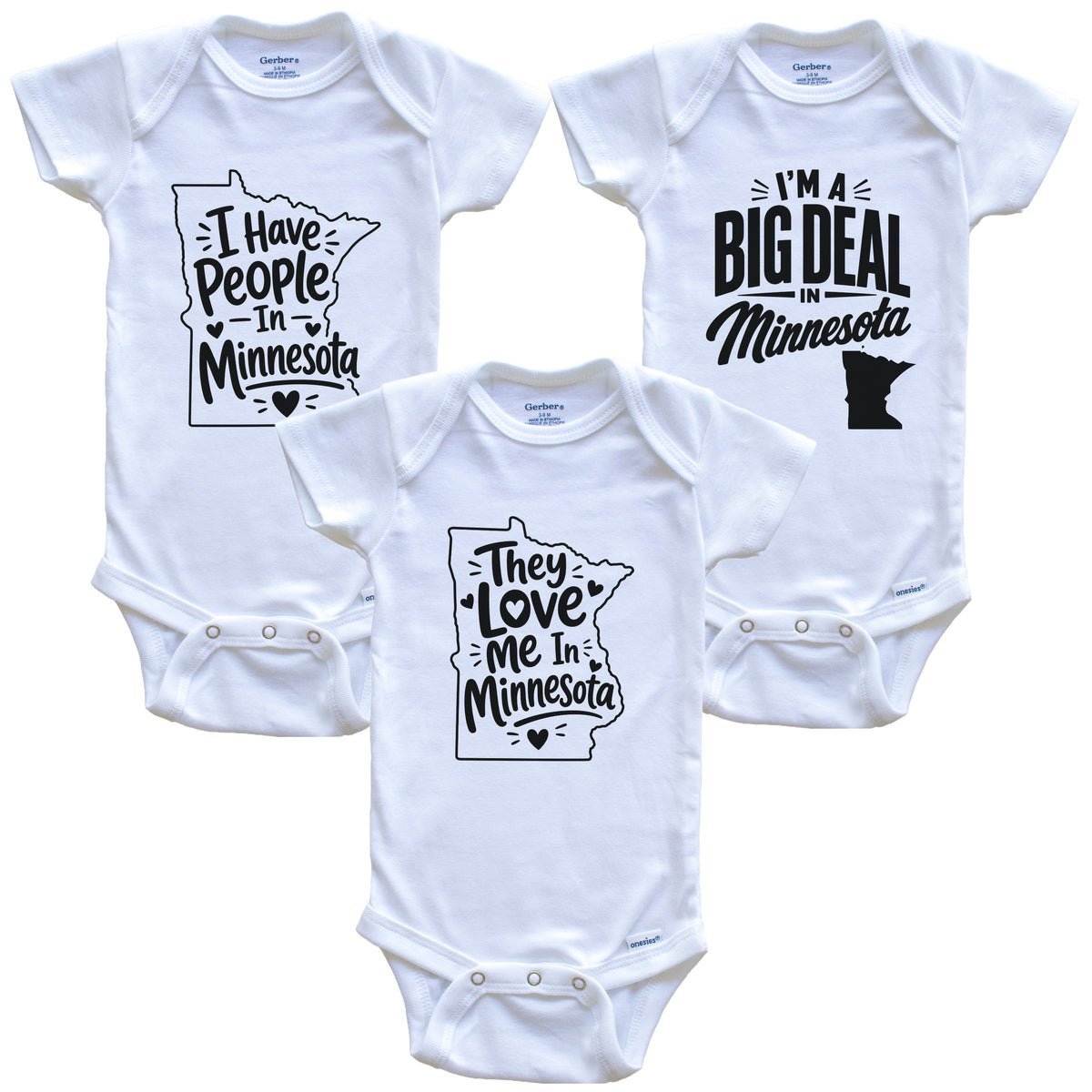 They Love Me In Minnesota Funny State Silhouette 3 Piece Gift Set