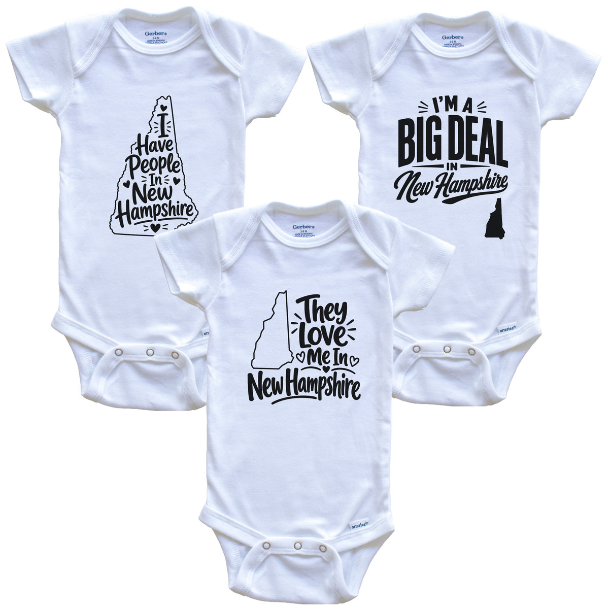 They Love Me In New Hampshire Funny State Silhouette 3 Piece Gift Set