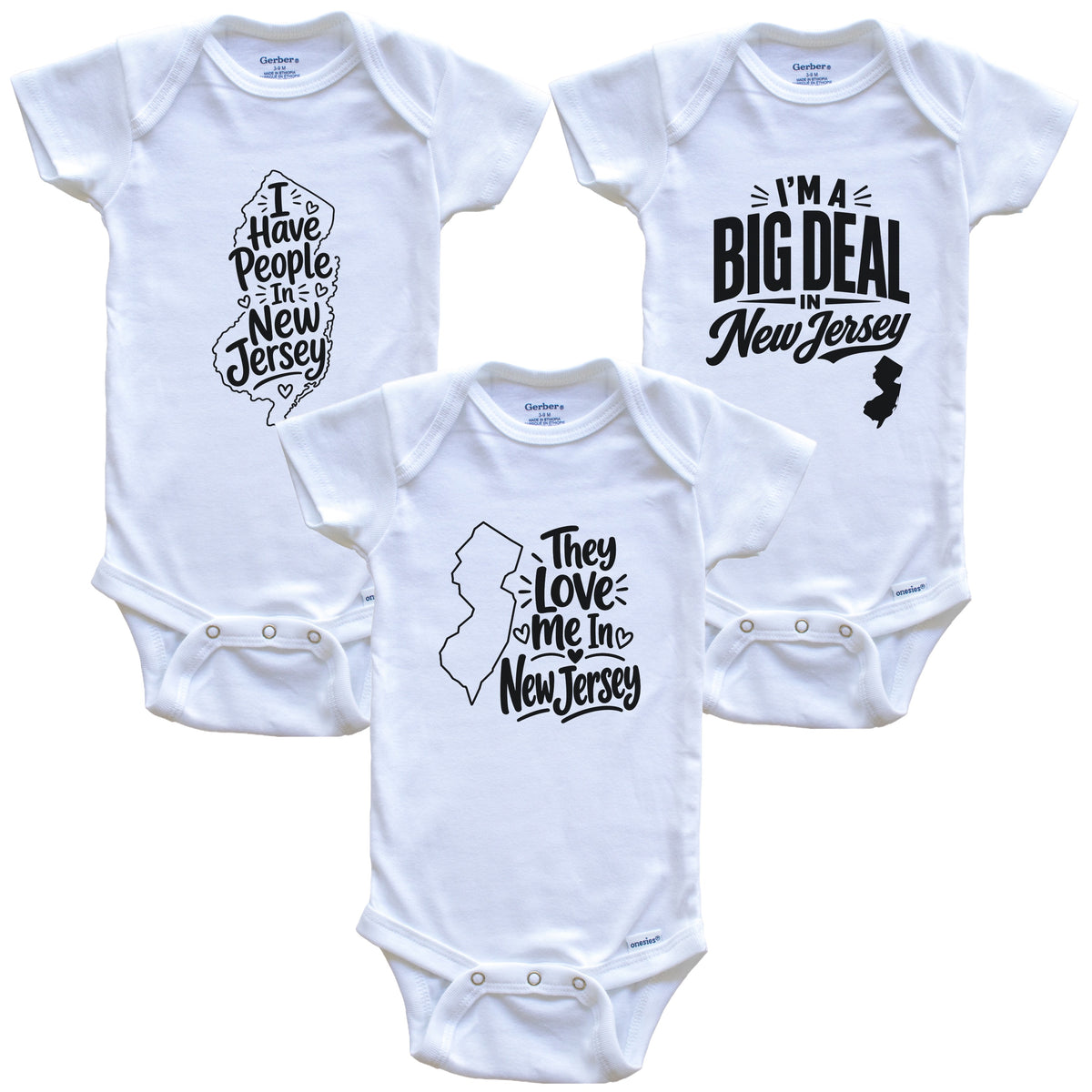 They Love Me In New Jersey Funny State Silhouette 3 Piece Gift Set