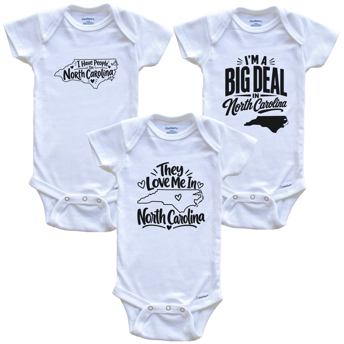 They Love Me In North Carolina Funny State Silhouette 3 Piece Gift Set