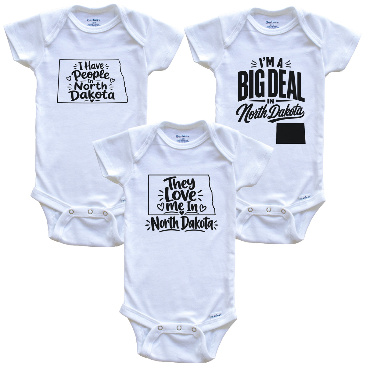 They Love Me In North Dakota Funny State Silhouette 3 Piece Gift Set