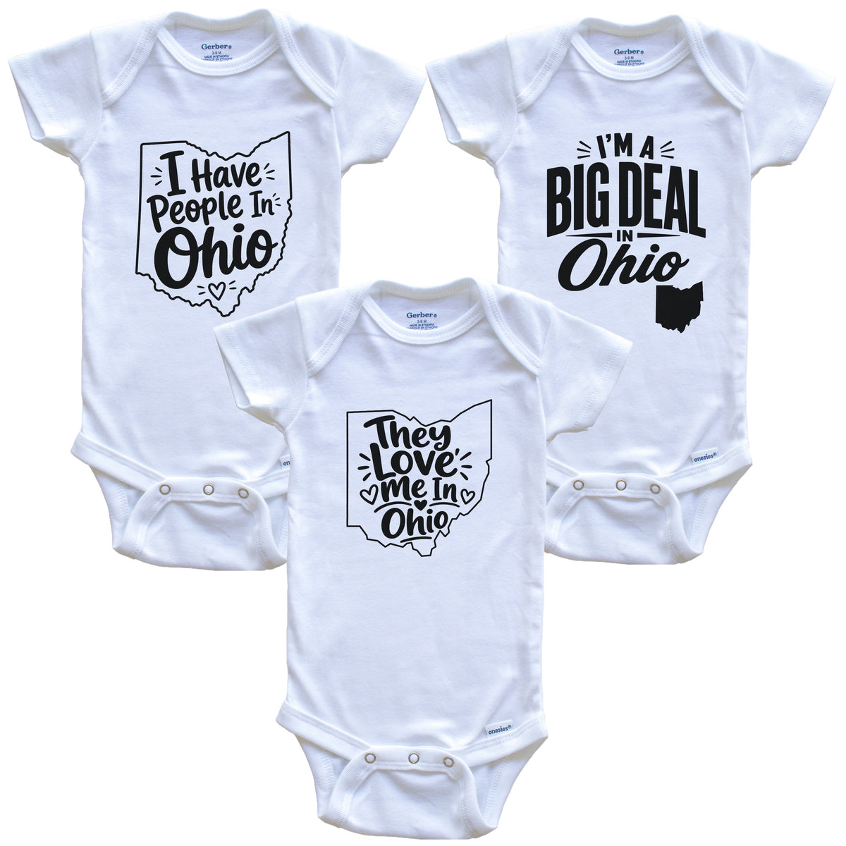 They Love Me In Ohio Funny State Silhouette 3 Piece Gift Set