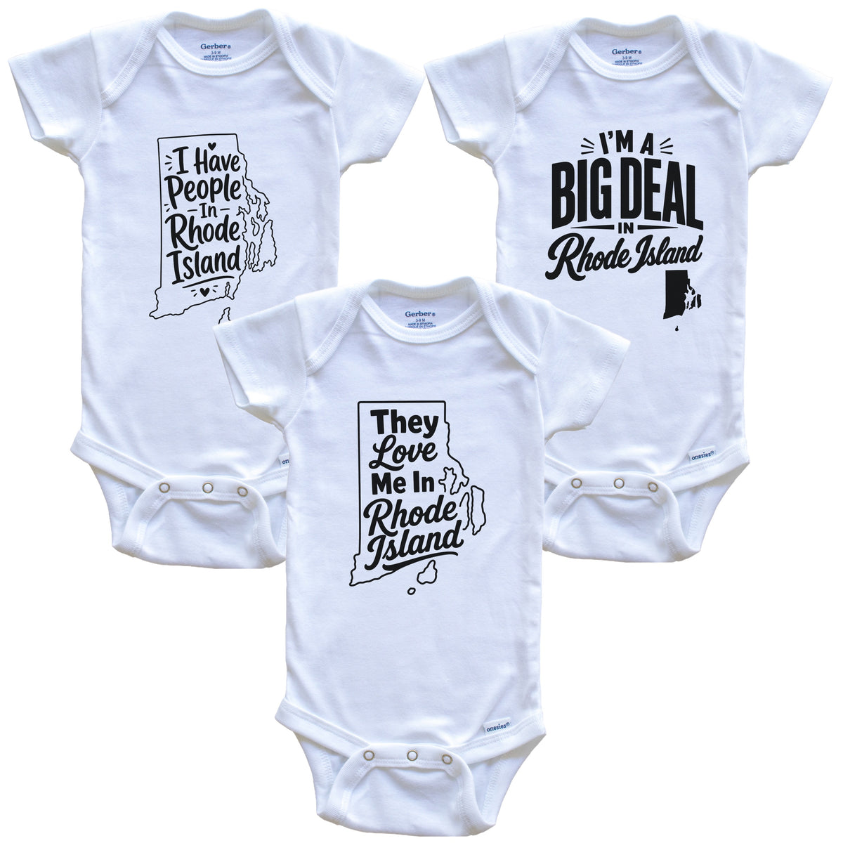 They Love Me In Rhode Island Funny State Silhouette 3 Piece Gift Set