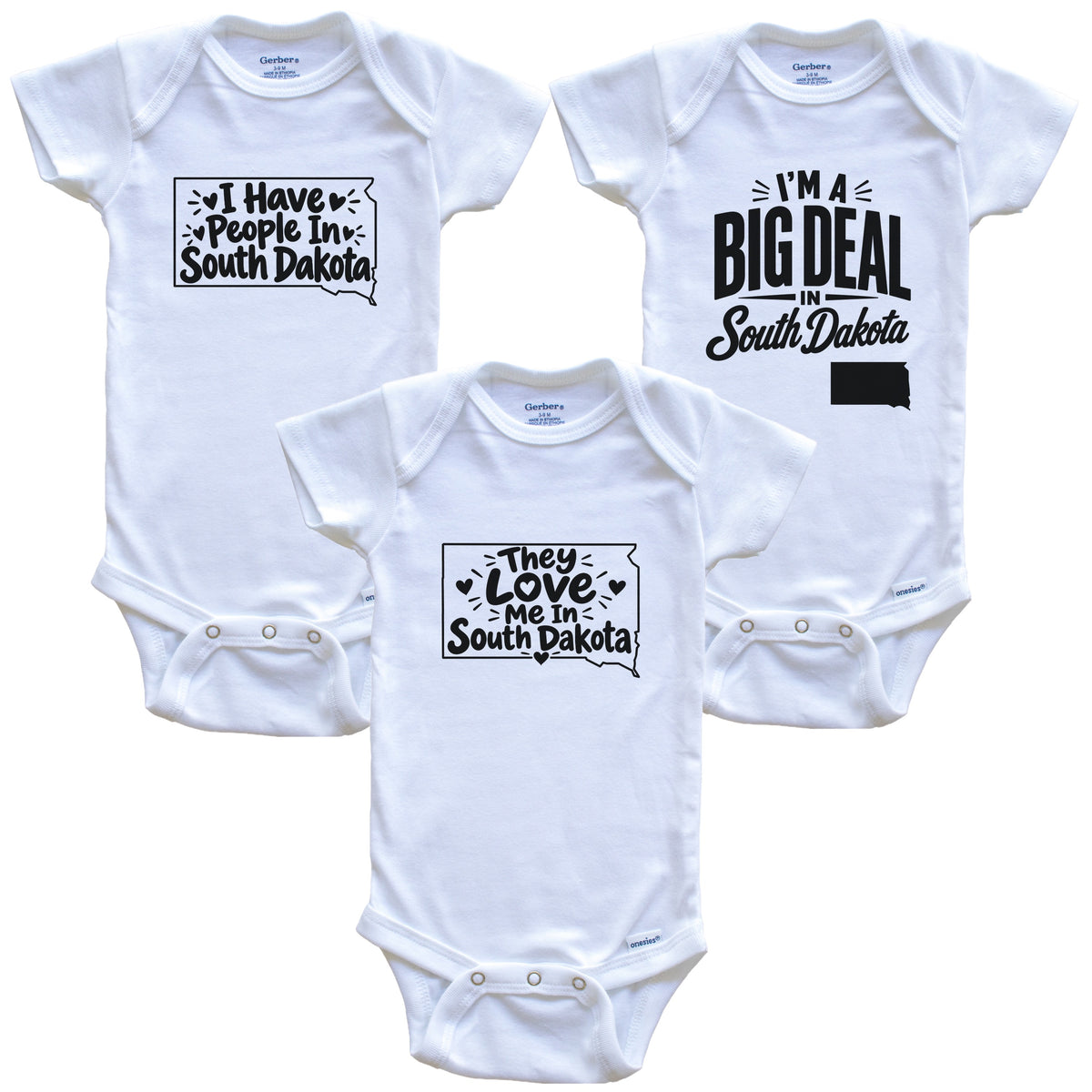 They Love Me In South Dakota Funny State Silhouette 3 Piece Gift Set