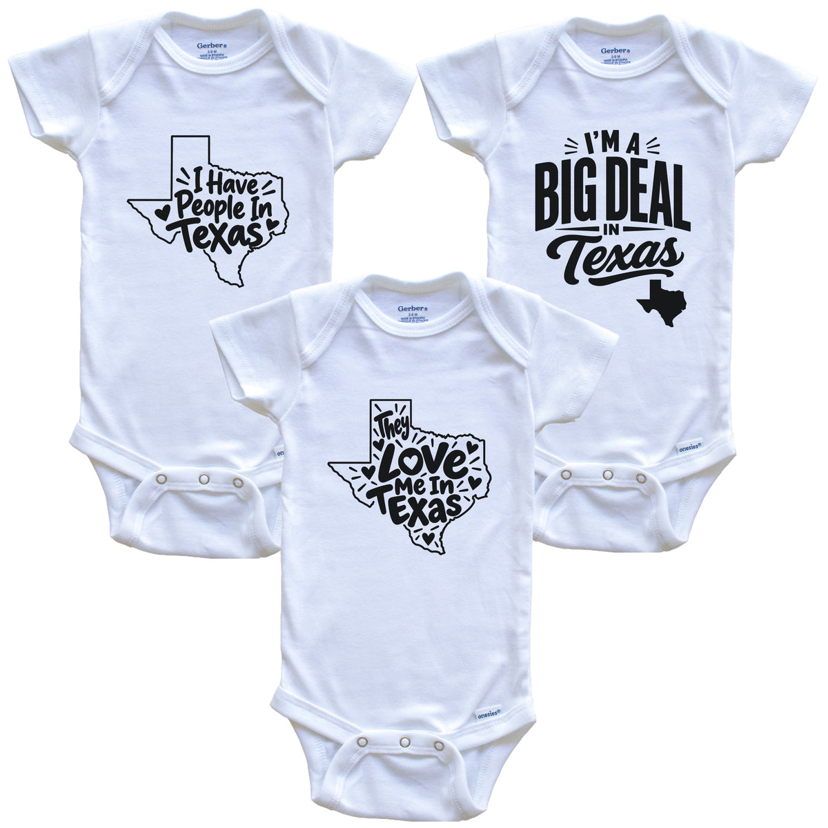 They Love Me In Texas Funny State Silhouette 3 Piece Gift Set