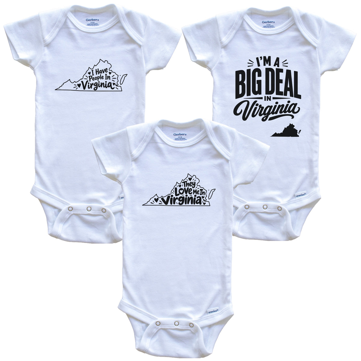 They Love Me In Virginia Funny State Silhouette 3 Piece Gift Set