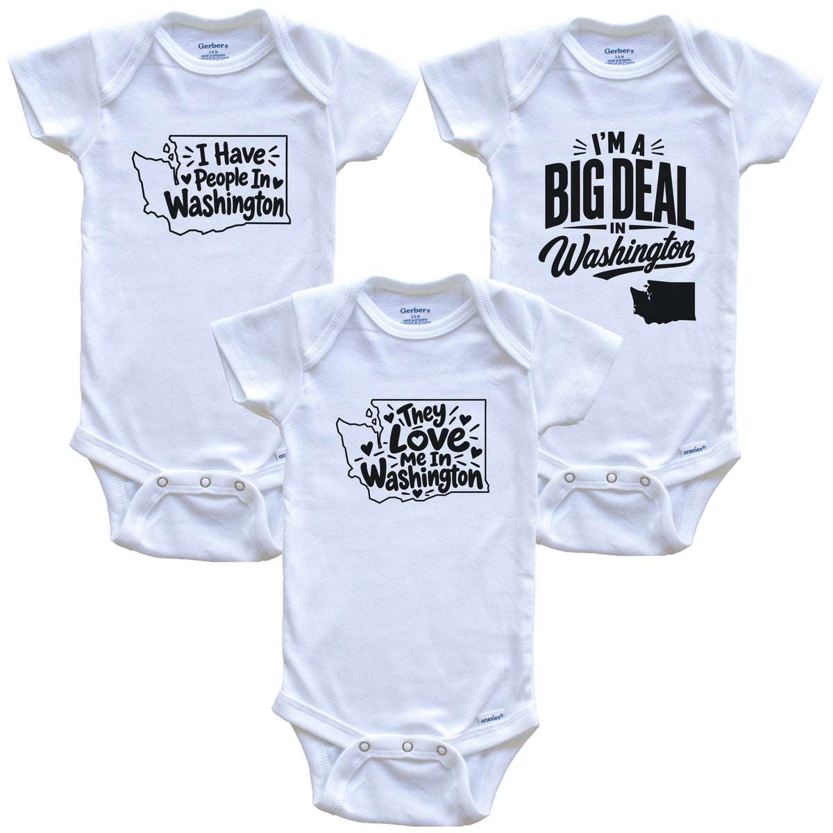 They Love Me In Washington Funny State Silhouette 3 Piece Gift Set