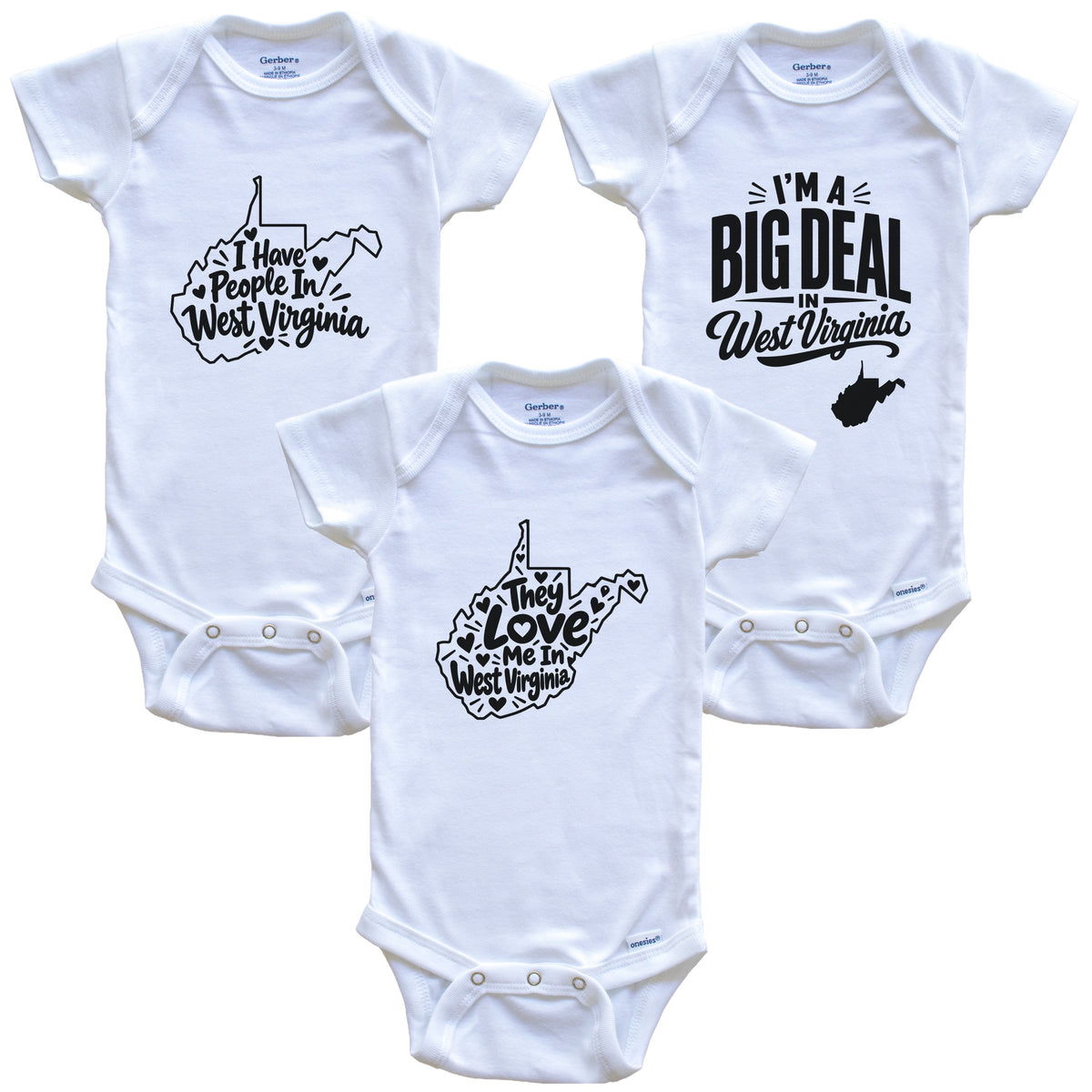 They Love Me In West Virginia Funny State Silhouette 3 Piece Gift Set