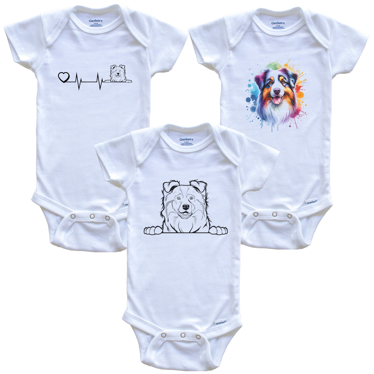Beagle Baby Bodysuits - Cute Dog Breed 3 Piece Gift Set