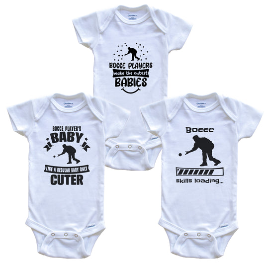 Bocce Player Funny Cute Baby Bodysuit Bundle (3 Piece Set)