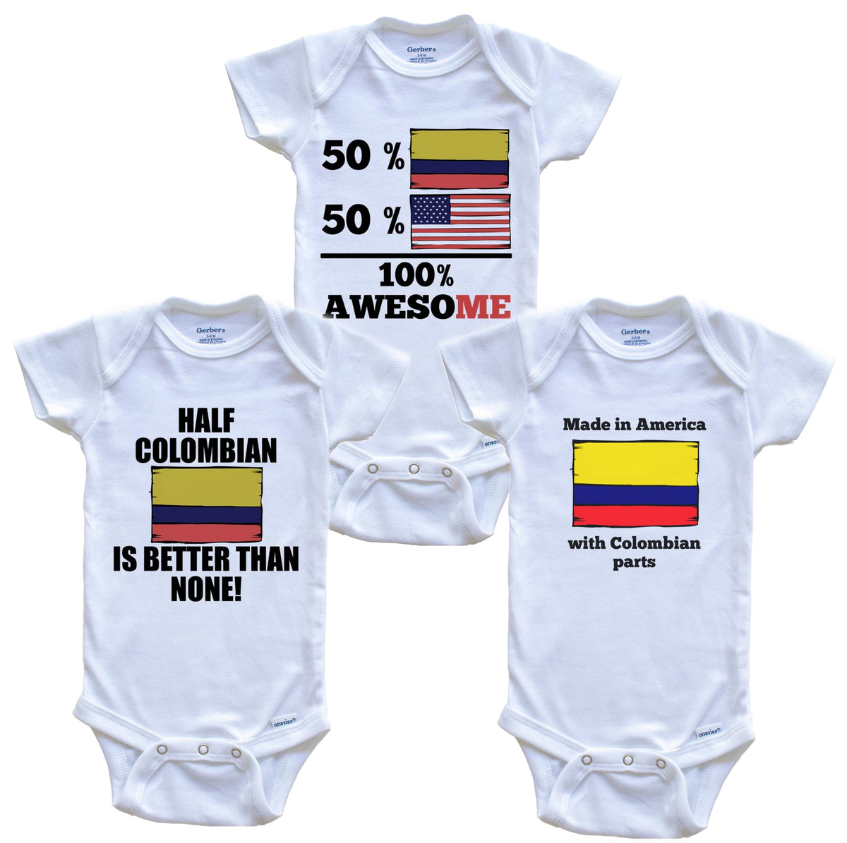 Colombian American Baby Bodysuit Bundle (3 Piece Set)