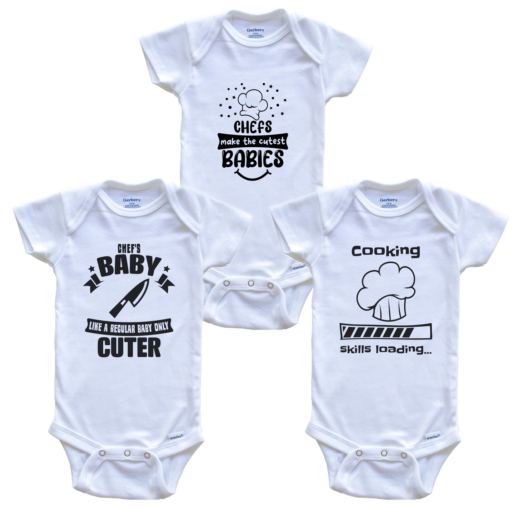 Cooking Chef Funny Cute Baby Bodysuit Bundle (3 Piece Set)