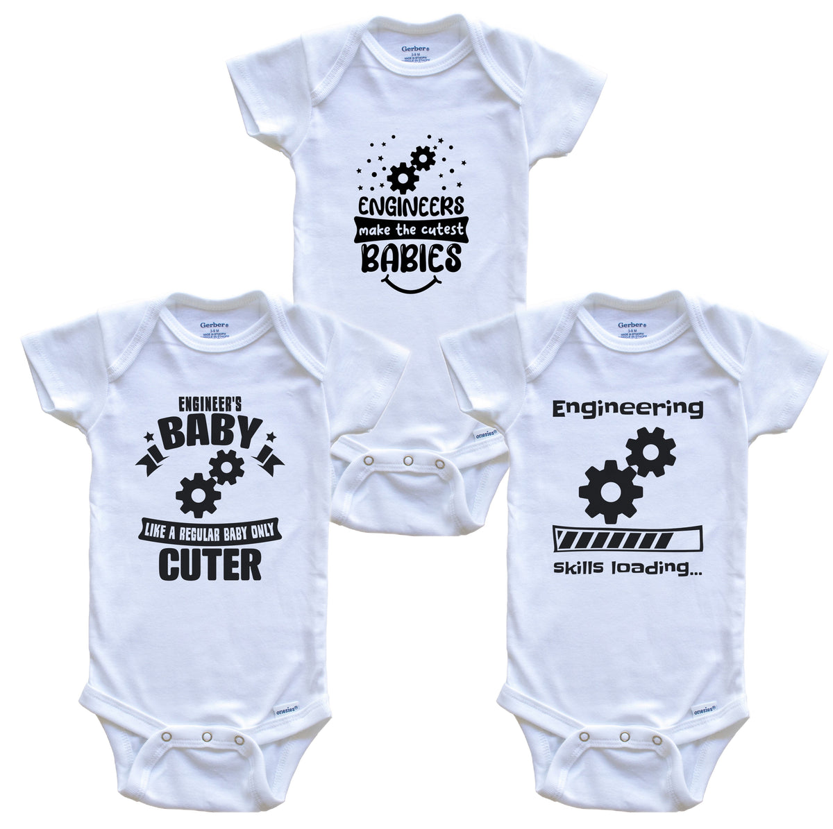 Engineering Engineer Funny Cute Baby Bodysuit Bundle (3 Piece Set)