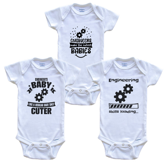 Engineering Engineer Funny Cute Baby Bodysuit Bundle (3 Piece Set)