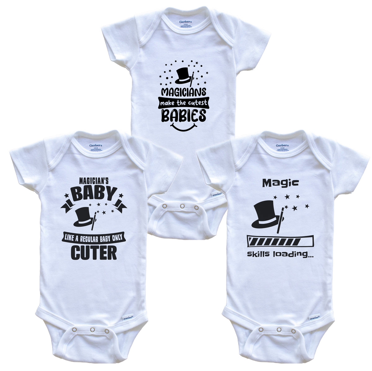 Magic Magician Funny Cute Baby Bodysuit Bundle (3 Piece Set)