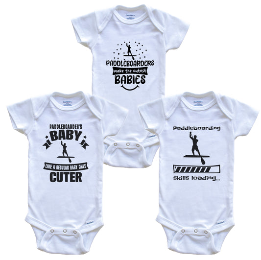 Paddleboarding Paddleboarder Funny Cute Baby Bodysuit Bundle (3 Piece Set)