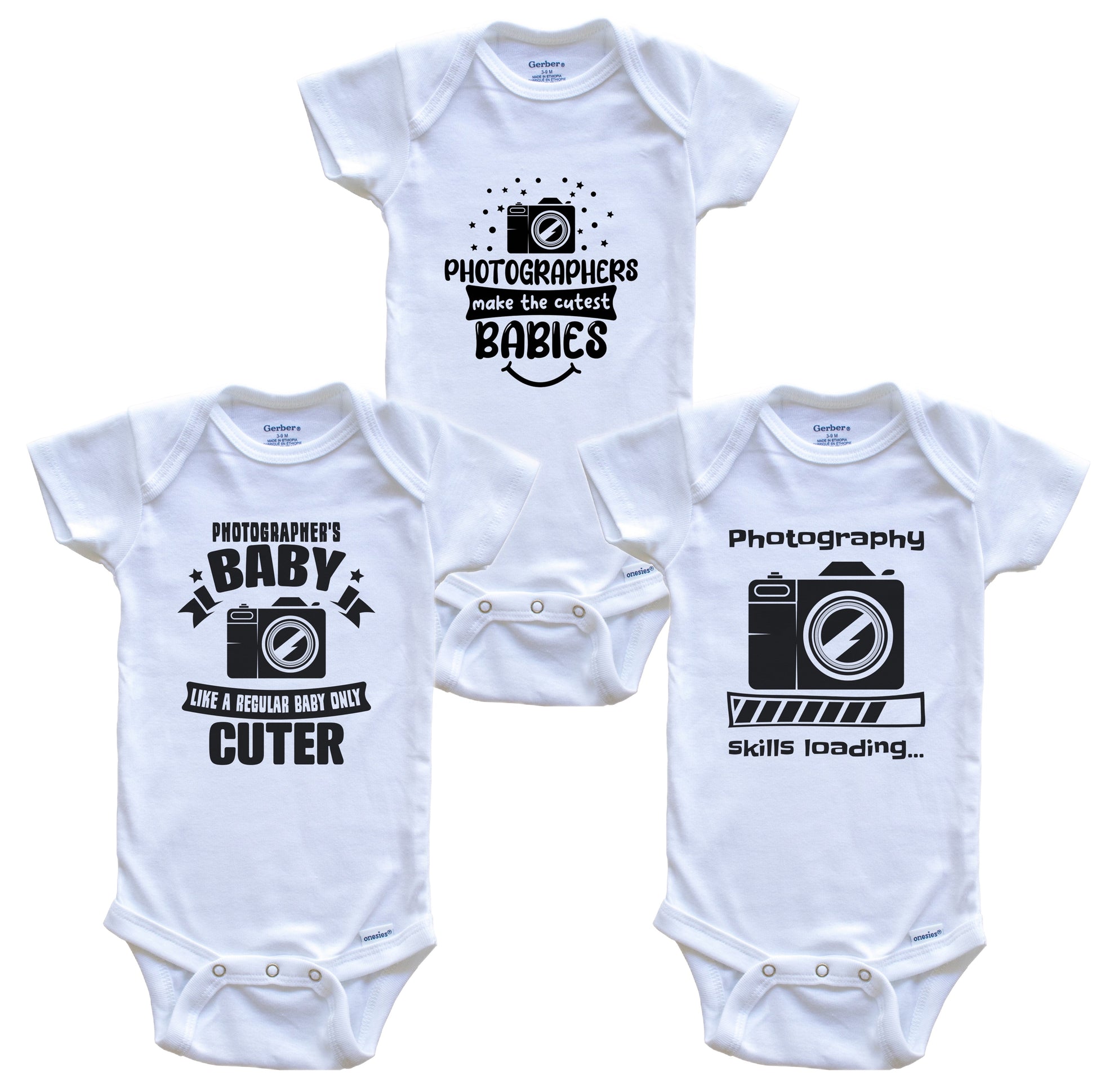 Photography Photographer Funny Cute Baby Bodysuit Bundle (3 Piece Set)