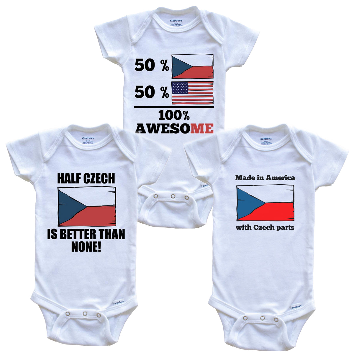 Czech American Baby Bodysuit Bundle (3 Piece Set)