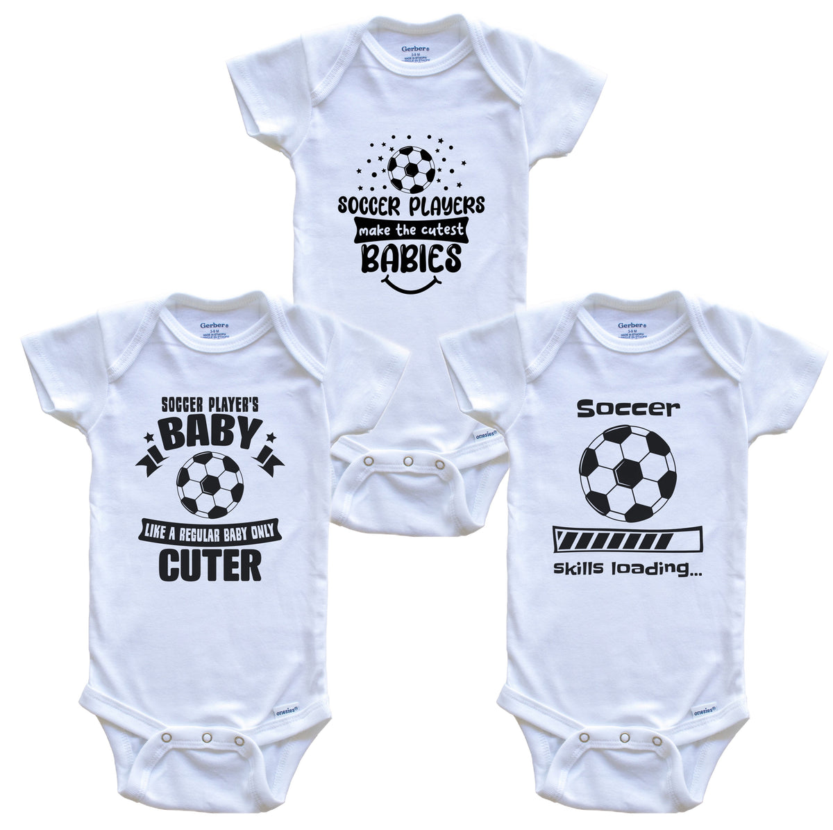 Soccer Player Funny Cute Baby Bodysuit Bundle (3 Piece Set)