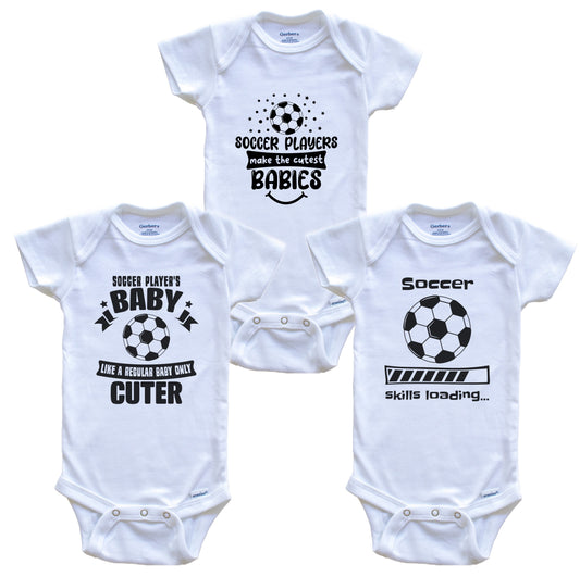 Soccer Player Funny Cute Baby Bodysuit Bundle (3 Piece Set)