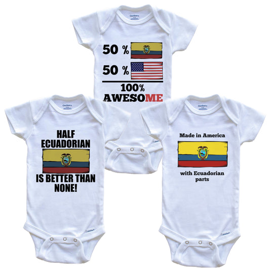 Ecuadorian American Baby Bodysuit Bundle (3 Piece Set)