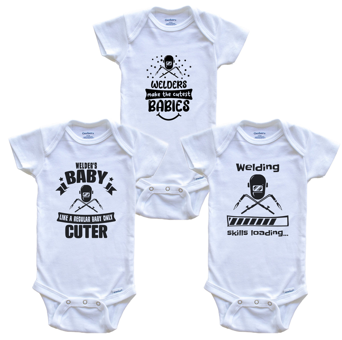 Welding Welder Funny Cute Baby Bodysuit Bundle (3 Piece Set)