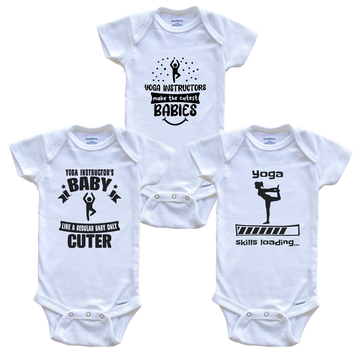 Yoga Instructor Funny Cute Baby Bodysuit Bundle (3 Piece Set)