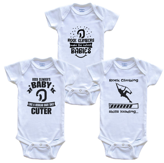 Rock Climbing Rock Climber Funny Cute Baby Bodysuit Bundle (3 Piece Set)