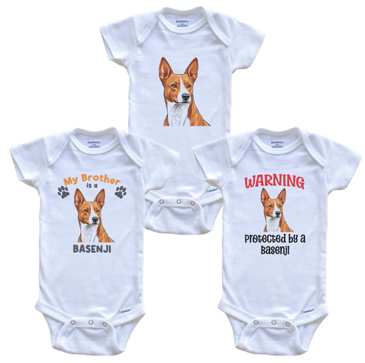 Brother is a Basenji Funny Dog Breed Baby Bodysuit Bundle (3 Piece Set)