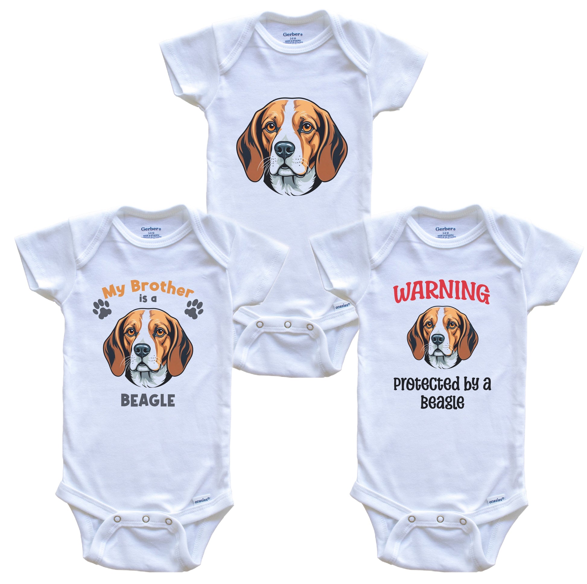 Brother is a Beagle Funny Dog Breed Baby Bodysuit Bundle (3 Piece Set)