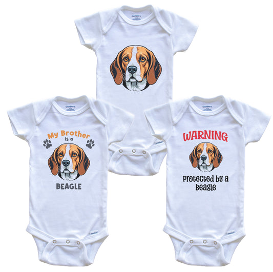Brother is a Beagle Funny Dog Breed Baby Bodysuit Bundle (3 Piece Set)