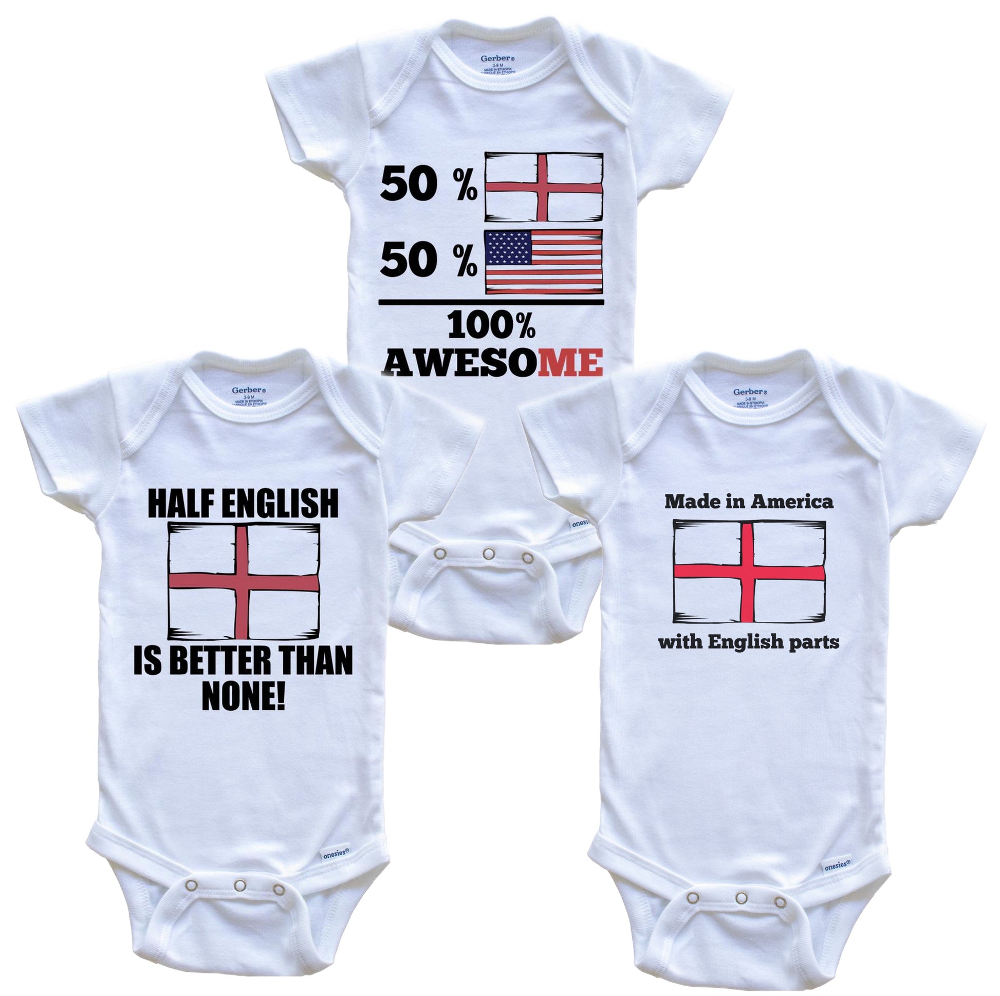 English American Baby Bodysuit Bundle (3 Piece Set)