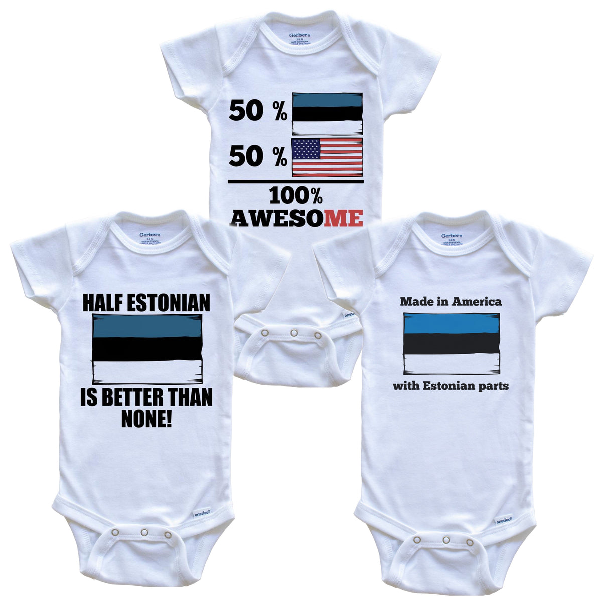 Estonian American Baby Bodysuit Bundle (3 Piece Set)