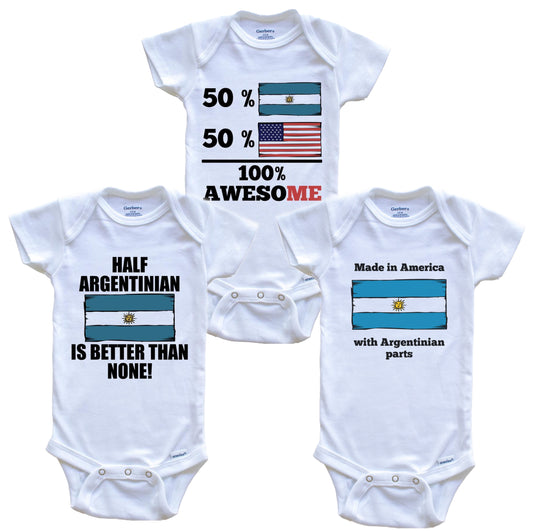 Argentinian American Baby Bodysuit Bundle (3 Piece Set)