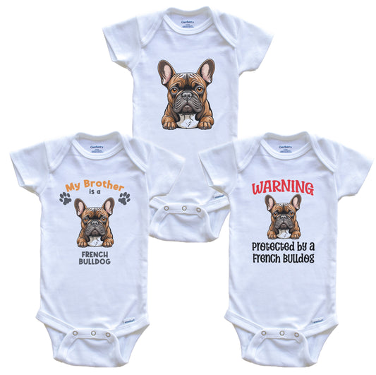Brother is a French Bulldog Funny Dog Breed Baby Bodysuit Bundle (3 Piece Set)