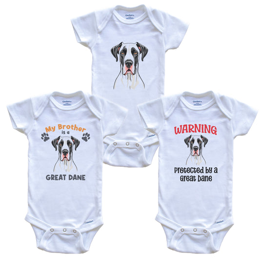 Brother is a Great Dane Funny Dog Breed Baby Bodysuit Bundle (3 Piece Set)