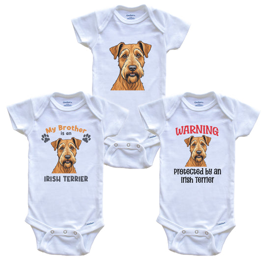 Brother is an Irish Terrier Funny Dog Breed Baby Bodysuit Bundle (3 Piece Set)