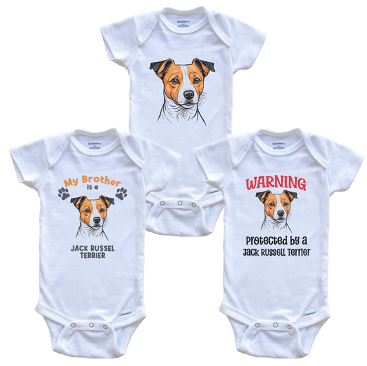 Brother is a Jack Russell Terrier Funny Dog Breed Baby Bodysuit Bundle (3 Piece Set)