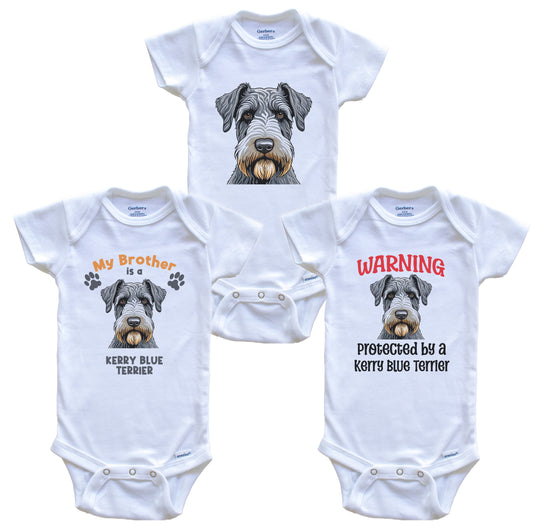 Brother is a Kerry Blue Terrier Funny Dog Breed Baby Bodysuit Bundle (3 Piece Set)