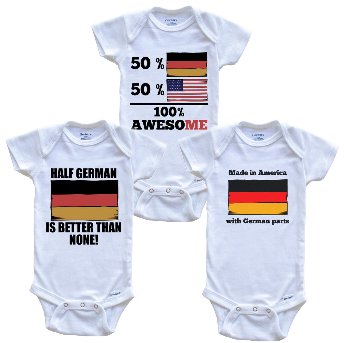 German American Baby Bodysuit Bundle (3 Piece Set)