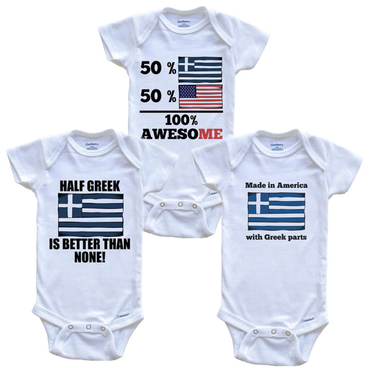 Greek American Baby Bodysuit Bundle (3 Piece Set)
