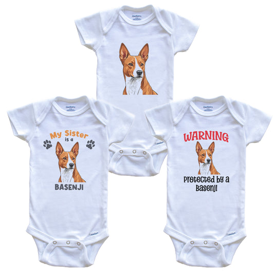 Sister is a Basenji Funny Dog Breed Baby Bodysuit Bundle (3 Piece Set)