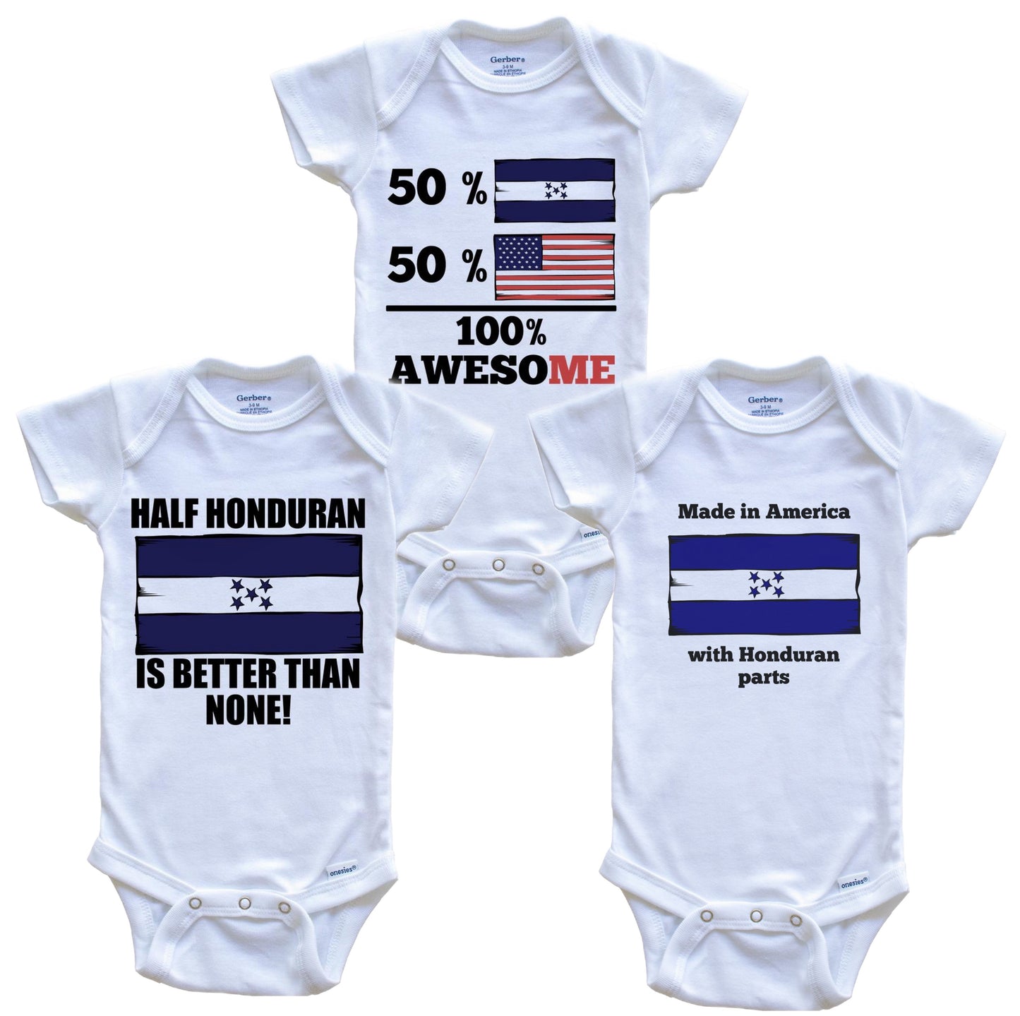 Honduran American Baby Bodysuit Bundle (3 Piece Set)
