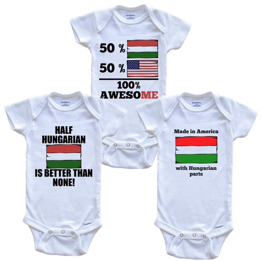 Hungarian American Baby Bodysuit Bundle (3 Piece Set)