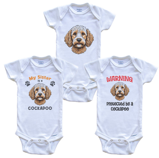 Sister is a Cockapoo Funny Dog Breed Baby Bodysuit Bundle (3 Piece Set)