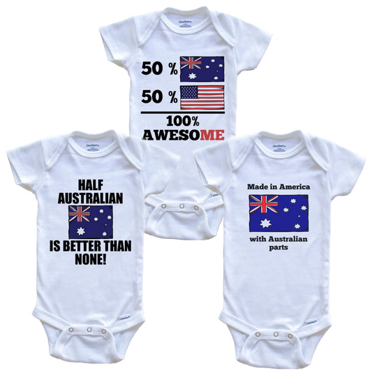Australian American Baby Bodysuit Bundle (3 Piece Set)
